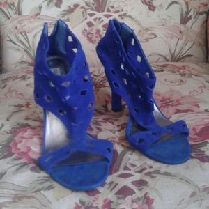 Cobalt blue suede cutout Steve Madden heels